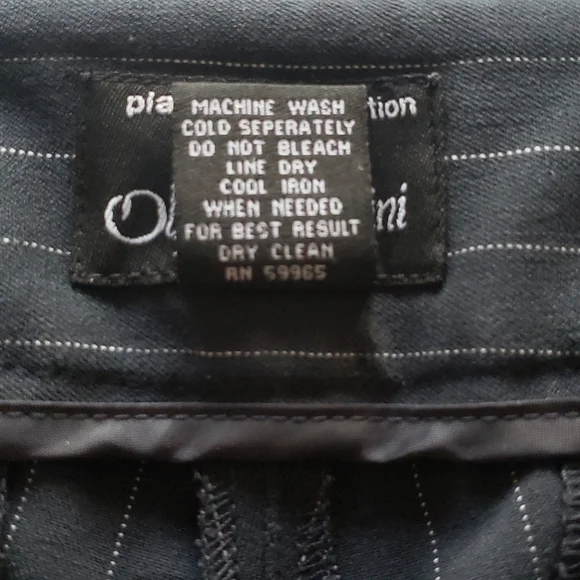 Oleg Cassini Dress Pants Size 8 Mid Rise Navy Blue White Pinstripes Pockets - Picture 6 of 7